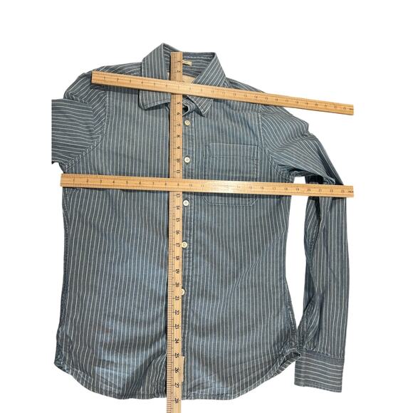 Abercrombie & Fitch Muscle Denim Striped Button Up Shirt Men's Size S Irregular - Picture 9 of 11